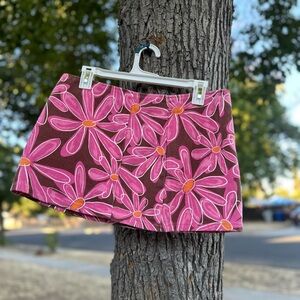 PrettyLittleThing Pink and Brown Flower Patterned Skirt